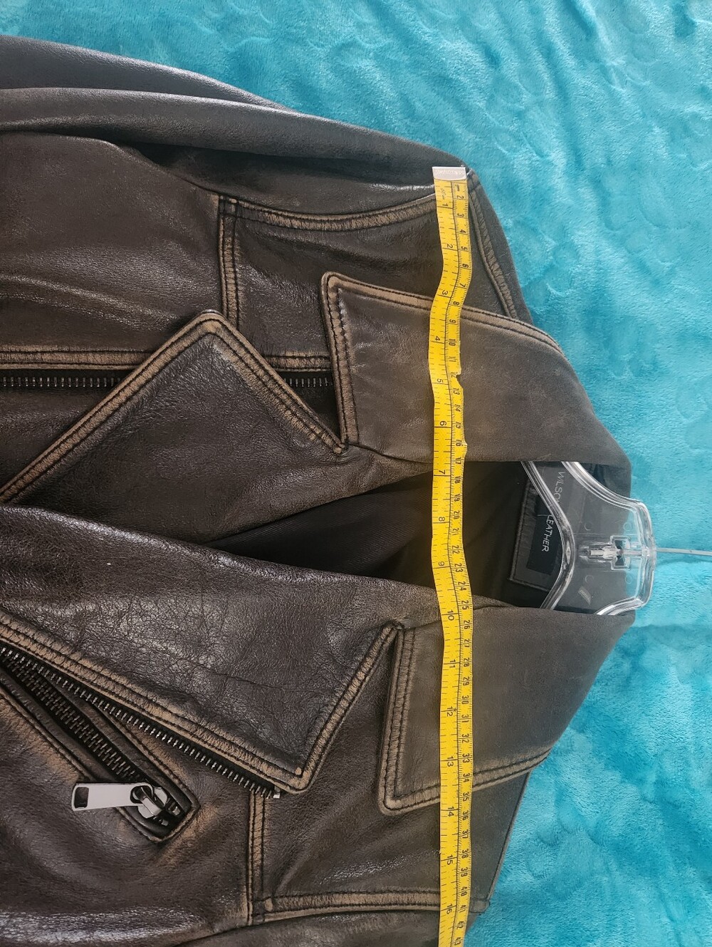 Wilson Stella Womens Distressed Leather Biker Jacket - Dark Brown - Picture 11 of 11